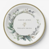 Rustikale Watercolor Grüne Foliage Pappteller (Vorderseite)