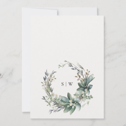 Rustikale Watercolor Grüne Foliage Save The Date (Rückseite)