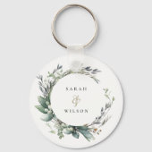 Rustikale Watercolor Grüne Foliage Schlüsselanhänger (Vorderseite)