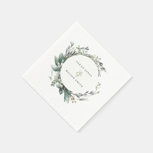 Rustikale Watercolor Grüne Foliage Serviette (Ecke)