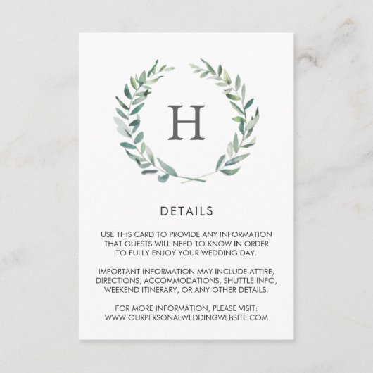 Rustikale Watercolor Grüne Wreath Hochzeitsstimmun Begleitkarte (Vorderseite)