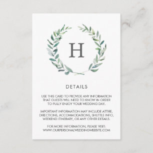 Rustikale Watercolor Grüne Wreath Hochzeitsstimmun Begleitkarte