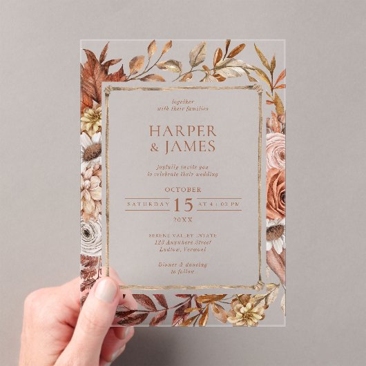 Rustikale Watercolor Herbstblütendecke Acryleinladungen (Insitu (Handheld))