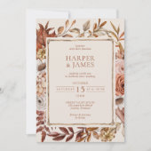 Rustikale Watercolor Herbstblütendecke Einladung (Vorderseite)