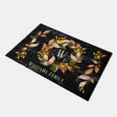 Rustikale Watercolor Herbstkleid Schwarz Fußmatte (Schrägansicht)