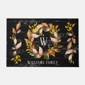 Rustikale Watercolor Herbstkleid Schwarz Fußmatte (Vorderseite)