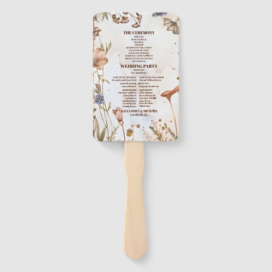 Rustikale Watercolor-Hochzeit Fächer (Rückseite)