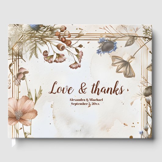 Rustikale Watercolor-Hochzeit Gästebuch (Vorderseite)