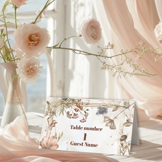 Rustikale Watercolor-Hochzeit Platzkarte