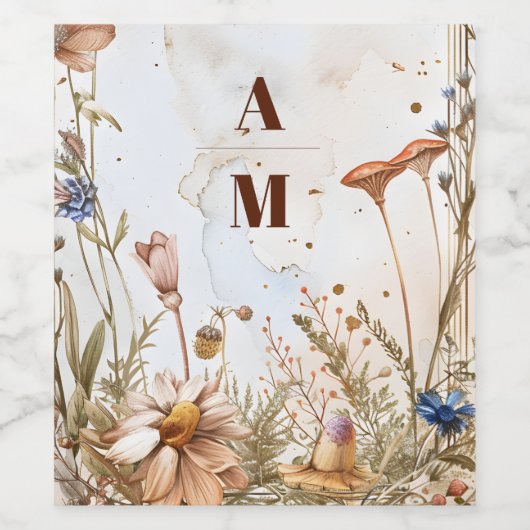 Rustikale Watercolor-Hochzeit Weinetikett (Einzelnes Label)