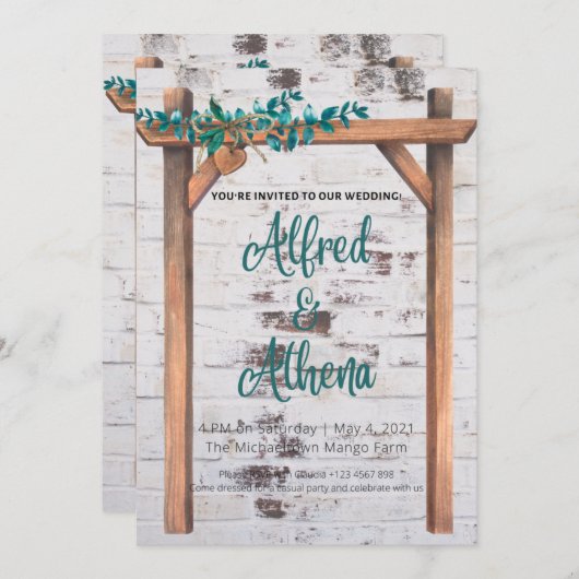 Rustikale Watercolor-Holzrahmen Einladung (Vorne/Hinten)