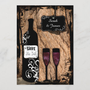 Rustikale Watercolor Weinflasche Save the Date