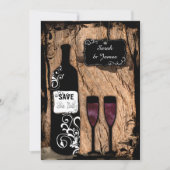 Rustikale Watercolor Weinflasche Save the Date (Vorderseite)