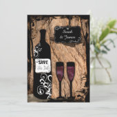 Rustikale Watercolor Weinflasche Save the Date (Stehend Vorderseite)