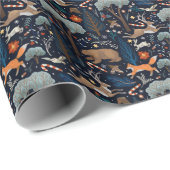 Rustikale Watercolor Woodland Tiere Bäume Weihnach Geschenkpapier (Rolleneckpunkt)