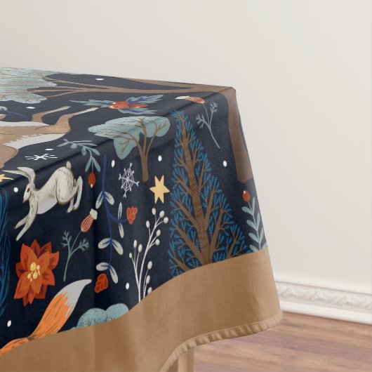 Rustikale Watercolor Woodland Tiere Bäume Weihnach Tischdecke (Beispiel)