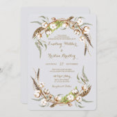 Rustikale Wattestäbchen Hochzeit Einladung (Vorne/Hinten)