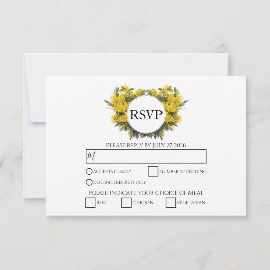Rustikale Wattle Acacia Wedding RSVP Cards Karte (Vorderseite)