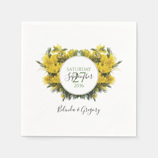 Rustikale Wattle Acacia Wedding Serviette (Vorderseite)