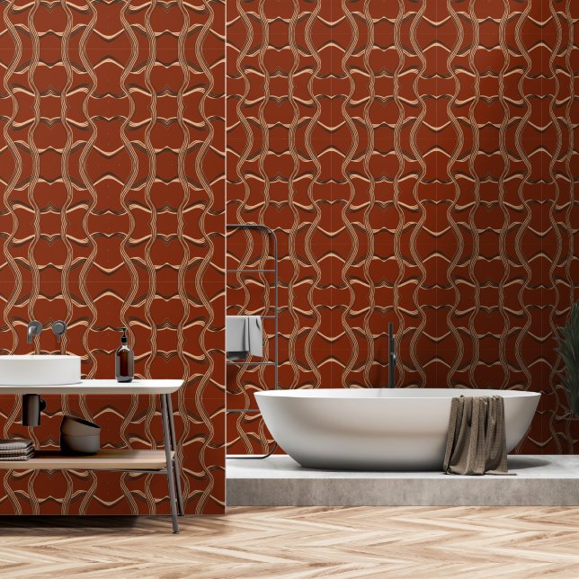 Rustikale Wave Minimalistisch Lines Tapete (Badezimmer)