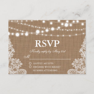 Rustikale Wedding Burlap String Lights Lace RSVP K