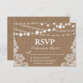 Rustikale Wedding Burlap String Lights Lace RSVP K (Vorne/Hinten)