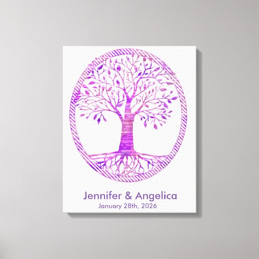 Rustikale Wedding Fingerprint Tree Canvas Print Leinwanddruck (Vorderseite)