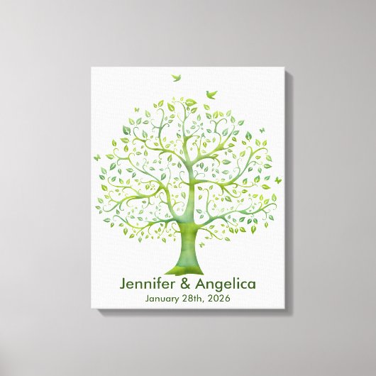 Rustikale Wedding Fingerprint Tree Canvas Print Leinwanddruck (Vorderseite)