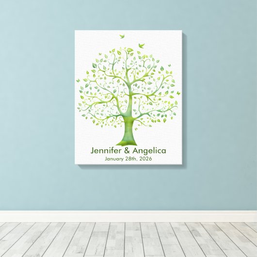 Rustikale Wedding Fingerprint Tree Canvas Print Leinwanddruck (Insitu (Holzboden))