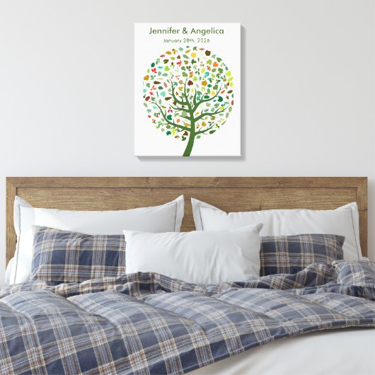 Rustikale Wedding Fingerprint Tree Canvas Print Leinwanddruck (Insitu (Schlafzimmer))