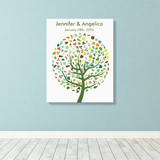 Rustikale Wedding Fingerprint Tree Canvas Print Leinwanddruck (Insitu (Holzboden))