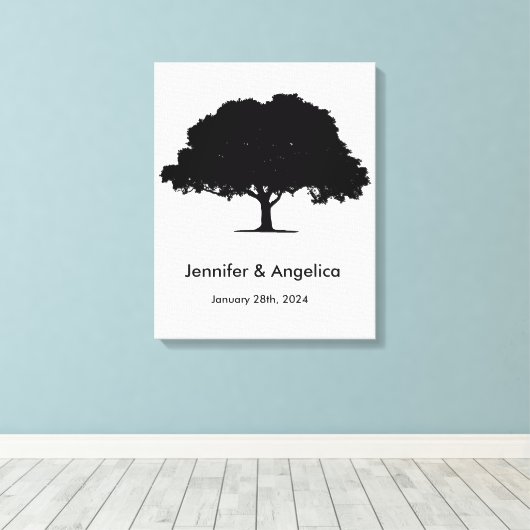 Rustikale Wedding Fingerprint Tree Canvas Print Leinwanddruck (Insitu (Holzboden))