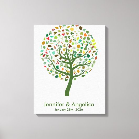 Rustikale Wedding Fingerprint Tree Canvas Print Leinwanddruck (Vorderseite)