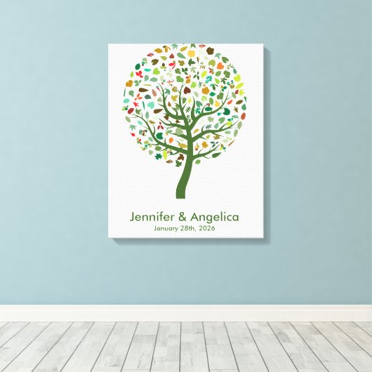 Rustikale Wedding Fingerprint Tree Canvas Print Leinwanddruck (Insitu (Holzboden))