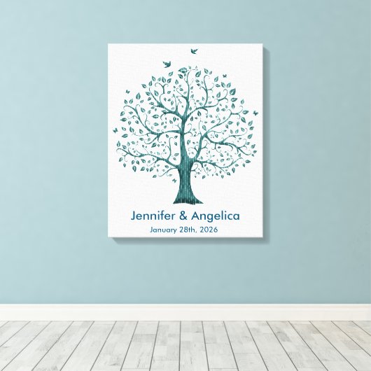 Rustikale Wedding Fingerprint Tree Canvas Print Leinwanddruck (Insitu (Holzboden))