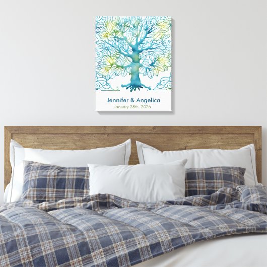 Rustikale Wedding Fingerprint Tree Canvas Print Leinwanddruck (Insitu (Schlafzimmer))