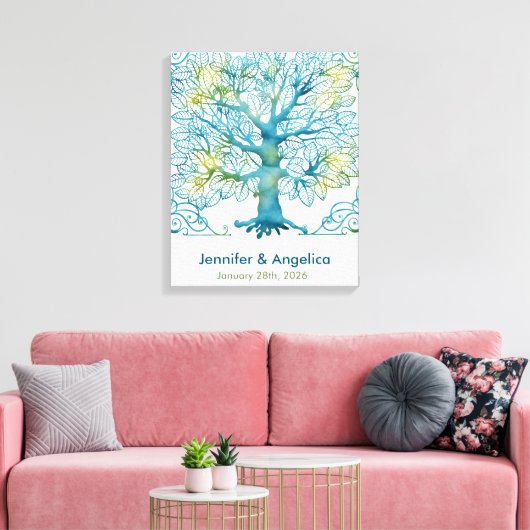 Rustikale Wedding Fingerprint Tree Canvas Print Leinwanddruck (Insitu (Wohnzimmer))