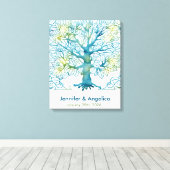 Rustikale Wedding Fingerprint Tree Canvas Print Leinwanddruck (Insitu (Holzboden))