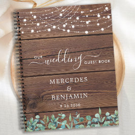 Rustikale Wedding Guest Book Greenery String Light Notizblock