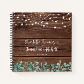 Rustikale Wedding Guest Book String Lights Eucalyp Notizblock (Vorderseite)