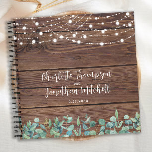 Rustikale Wedding Guest Book String Lights Eucalyp Notizblock