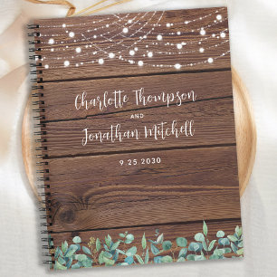 Rustikale Wedding Guest Book String Lights Grüne Notizblock