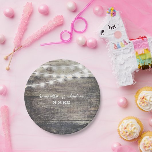 Rustikale wedding Holz- und Schnurlichter Pappteller (Party)