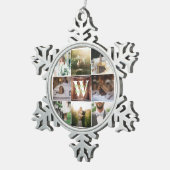 Rustikale Wedding Instagram Schneeflocken Zinn-Ornament (Rechts)