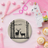 Rustikale Weibchen tun Hirsche Birkenhochzeit Pappteller (Party)