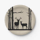 Rustikale Weibchen tun Hirsche Birkenhochzeit Pappteller (Vorderseite)