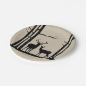 Rustikale Weibchen tun Hirsche Birkenhochzeit Pappteller (Schrägansicht)