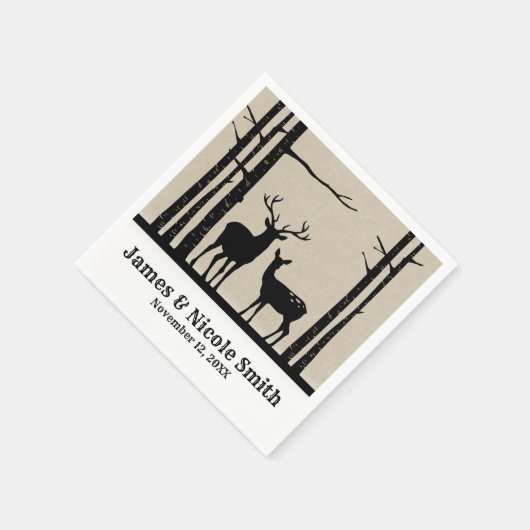 Rustikale Weibchen tun Hirsche Birkenhochzeit Serviette (Ecke)