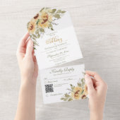 Rustikale weiche Gelbblüten QR-Code All In One Einladung (Abreißen)