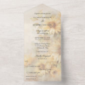 Rustikale weiche goldene Sonnenblumen All In One Einladung (Innen Boden)